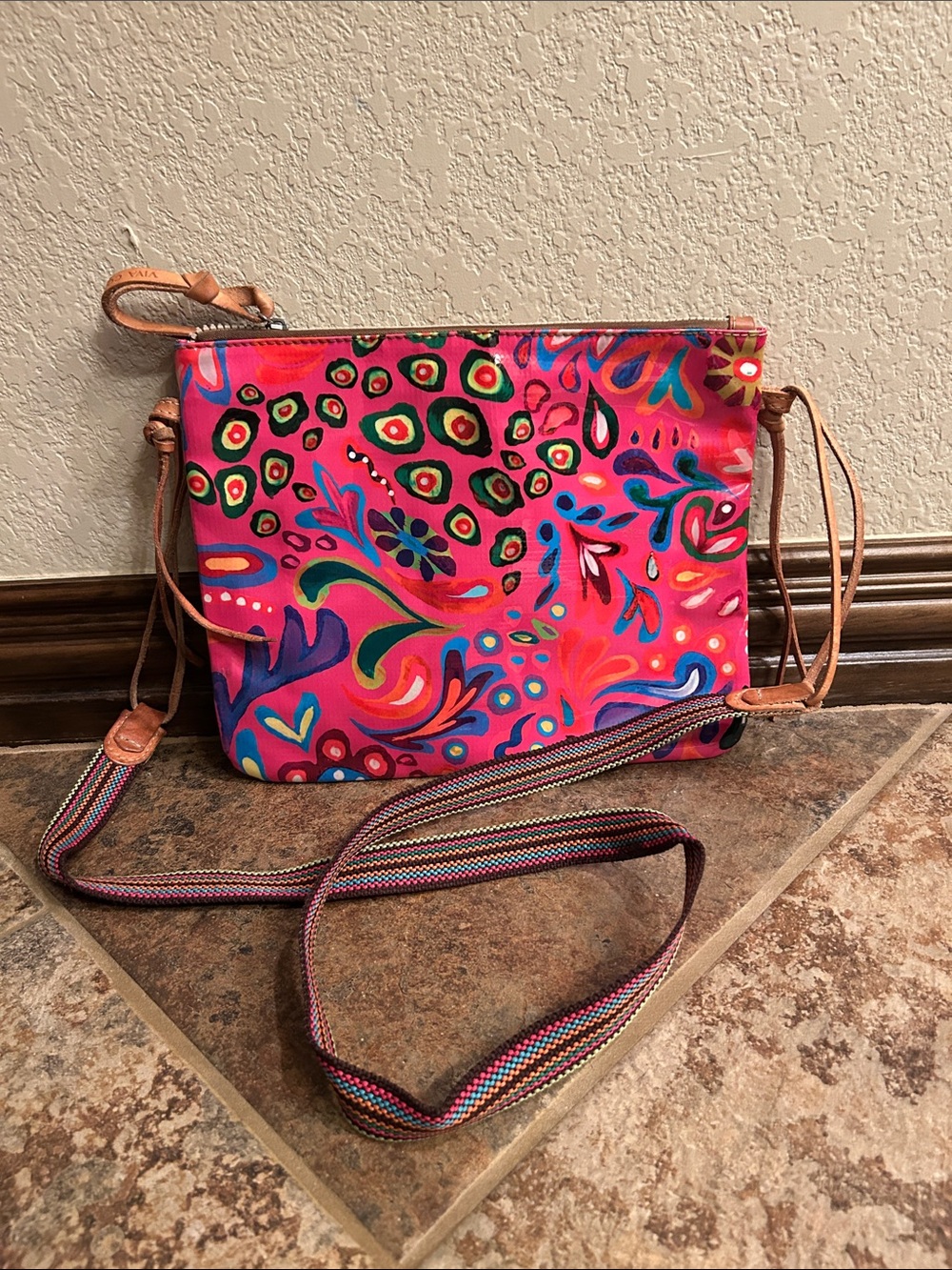 Consuela Pink Multicolor Floral Crossbody Bag